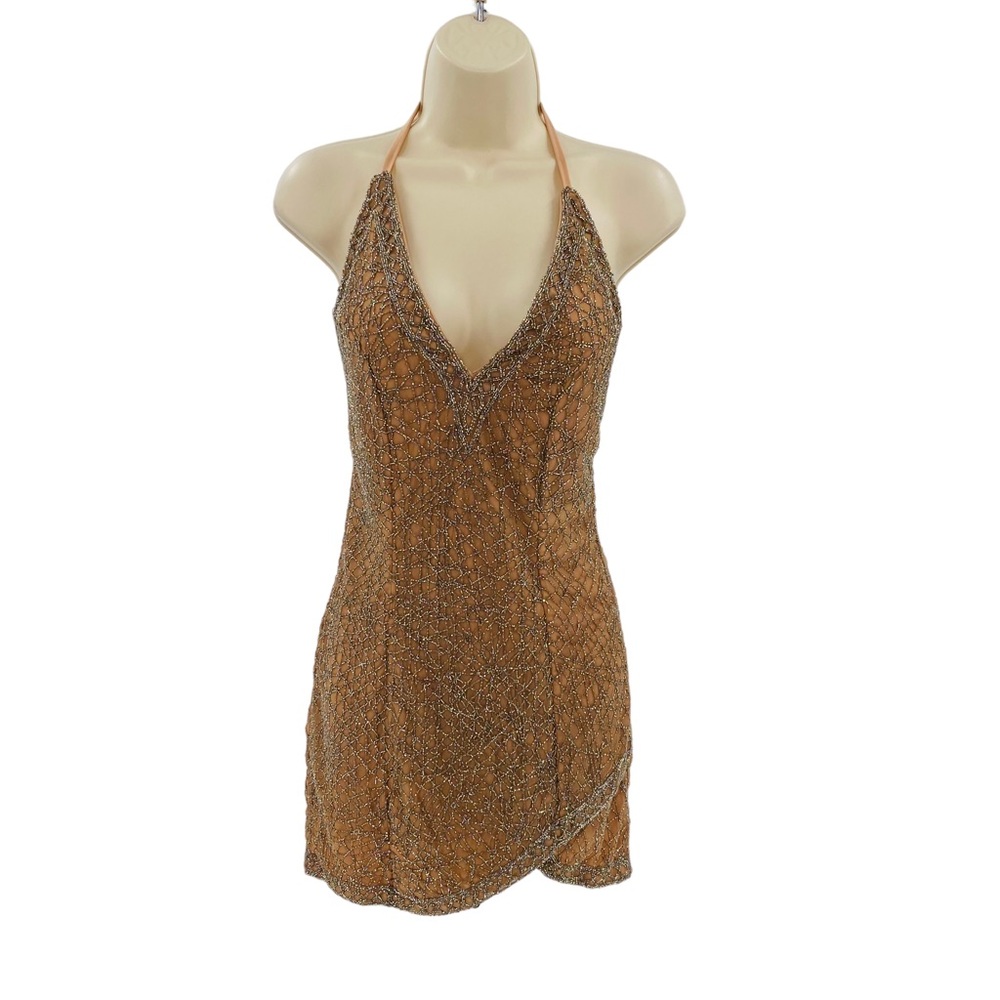 NBD Beige Sequin Mini Dress - Picture 3 of 10